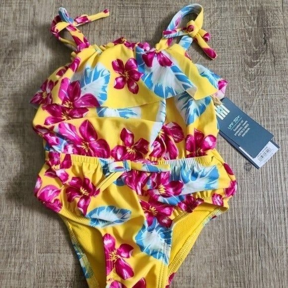 Genuine Kids Yellow Floral Baby Swimsuit NWT - Picture 3 of 4